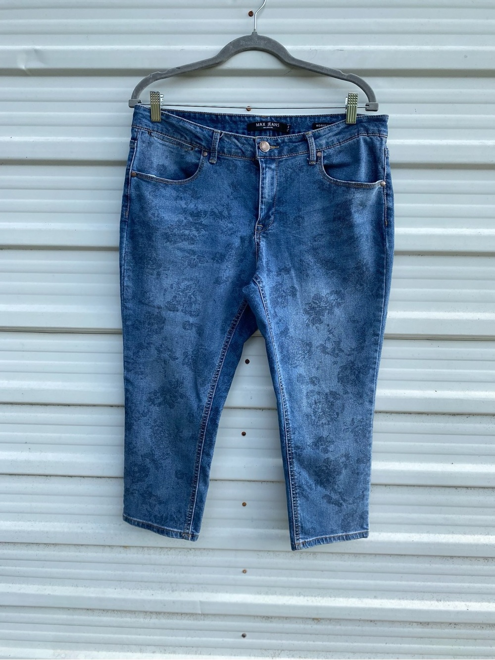 Max Jeans Mottled Blue Cropped Denim